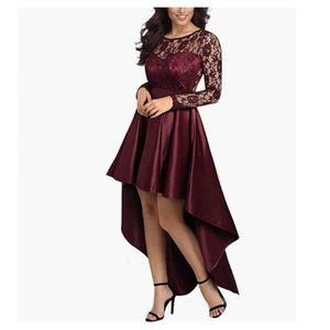 Women's Sexy Lace High Low Cocktail Party Dress Floral Swing Prom Evening Gowns